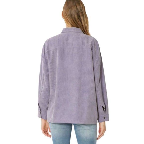 Entro Purple Haze Corduroy Button Front Shacket Size 1X Versatile All Season - Picture 4 of 8